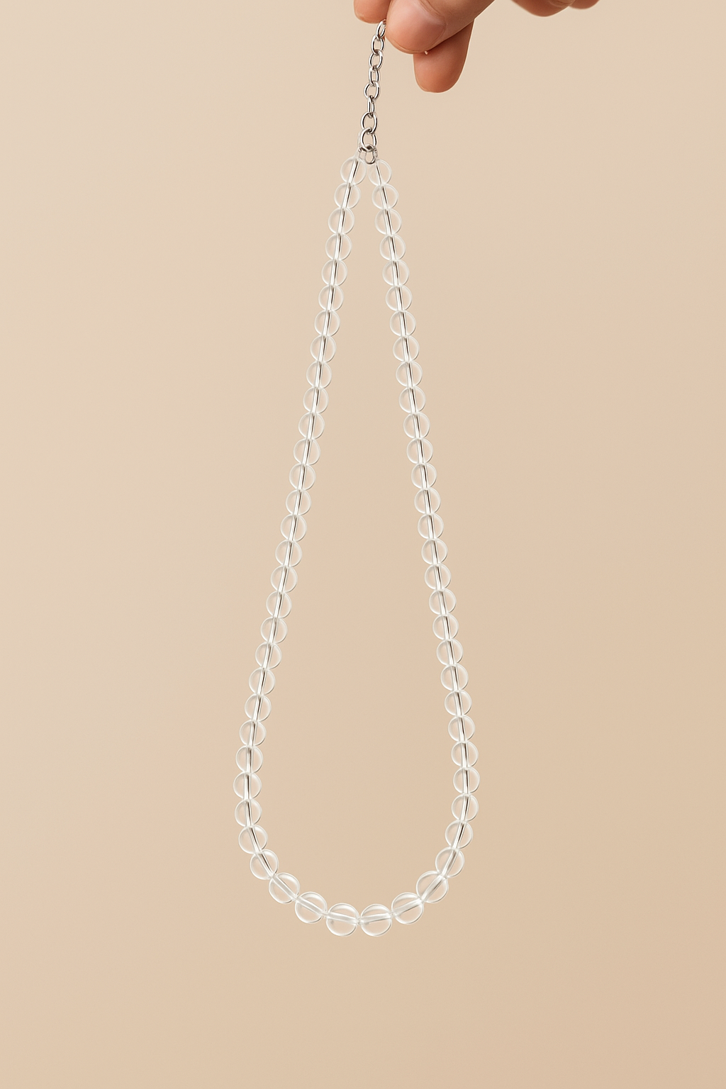 Natural Clear Quartz Graduated Bead Necklace