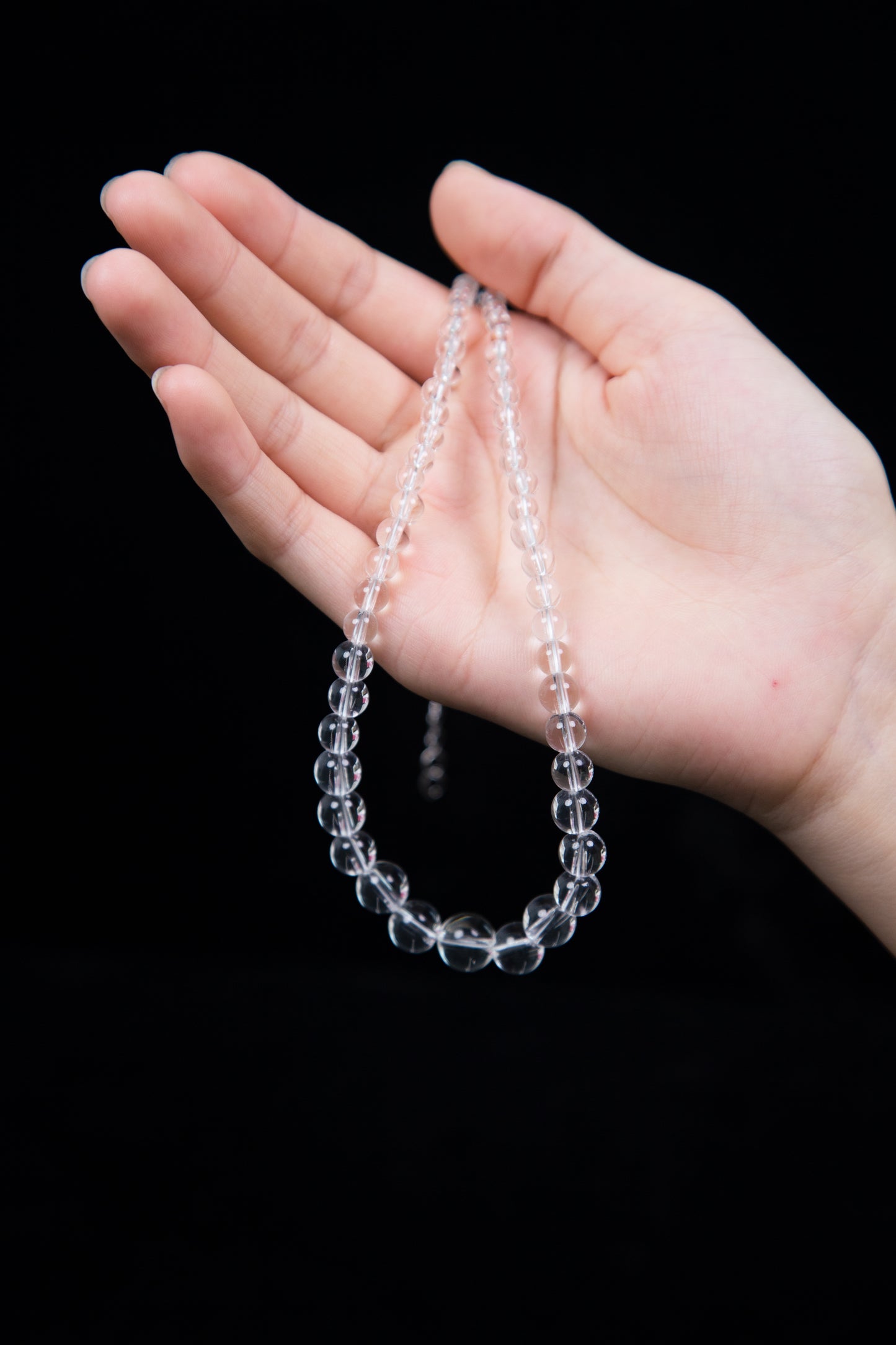 Natural Clear Quartz Graduated Bead Necklace