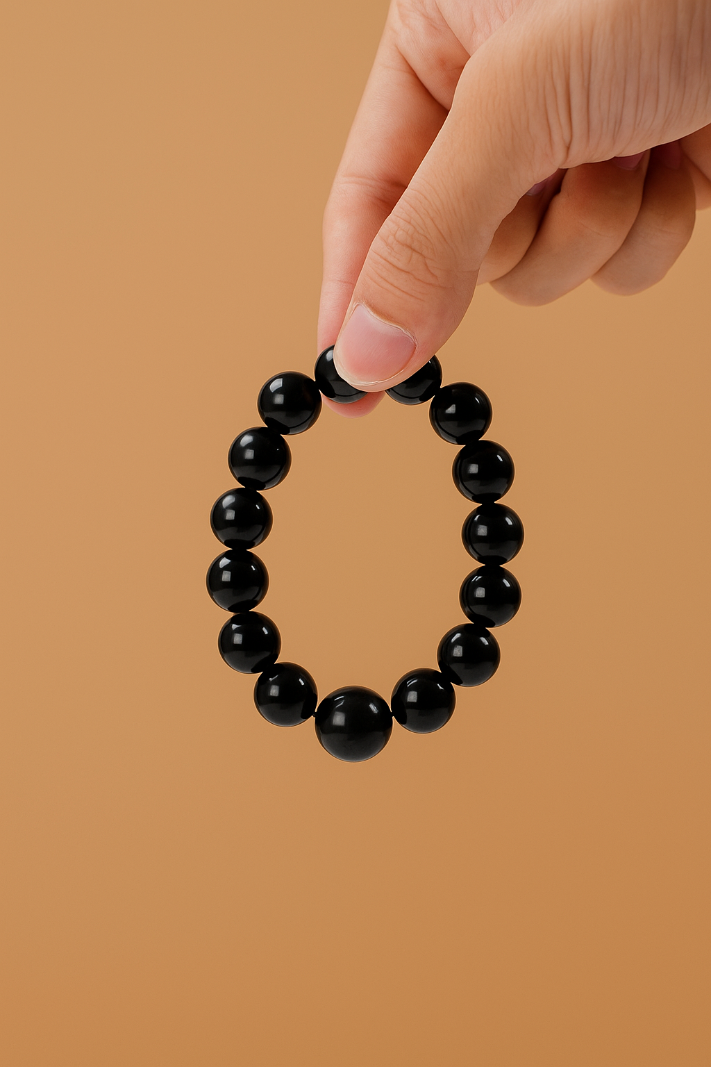 Natural Black Obsidian Bracelet 12mm | Protection & Grounding Energy Stone