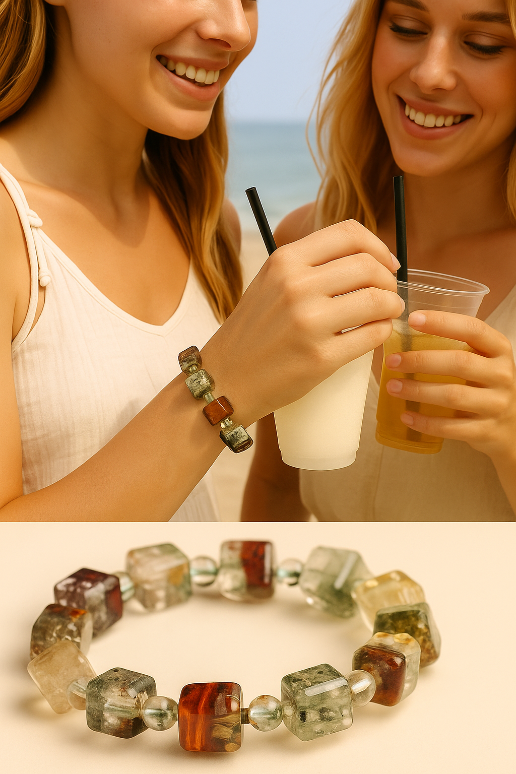Natural Phantom Quartz Bracelet – Raw Crystal Energy