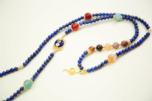 A Necklace of Balance: Lapis Lazuli with Aventurine & Rutilated Quartz