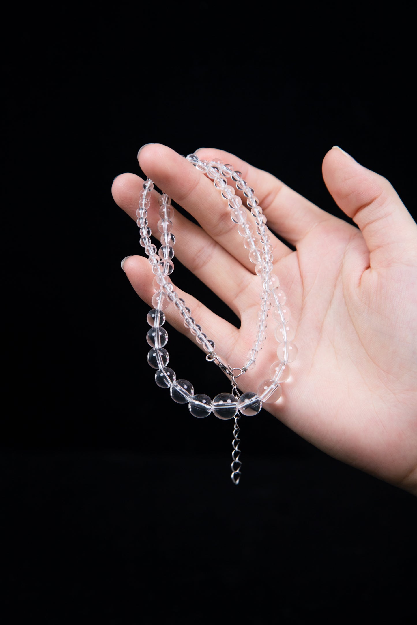 Natural Clear Quartz Graduated Bead Necklace