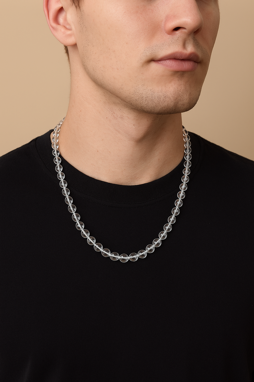 Natural Clear Quartz Graduated Bead Necklace