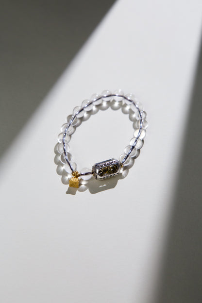 8mm Natural Clear Quartz Bracelet with Vajra Charm