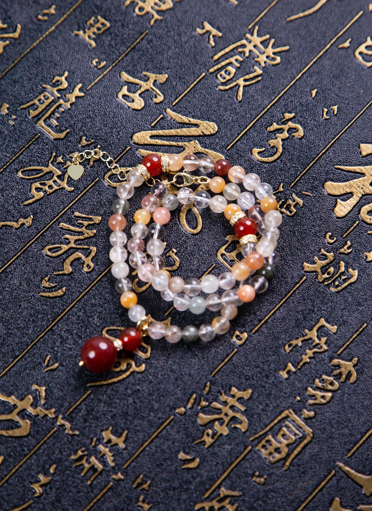 Natural Red Agate & Rutilated Quartz Necklace | Healing Crystal Jewelry