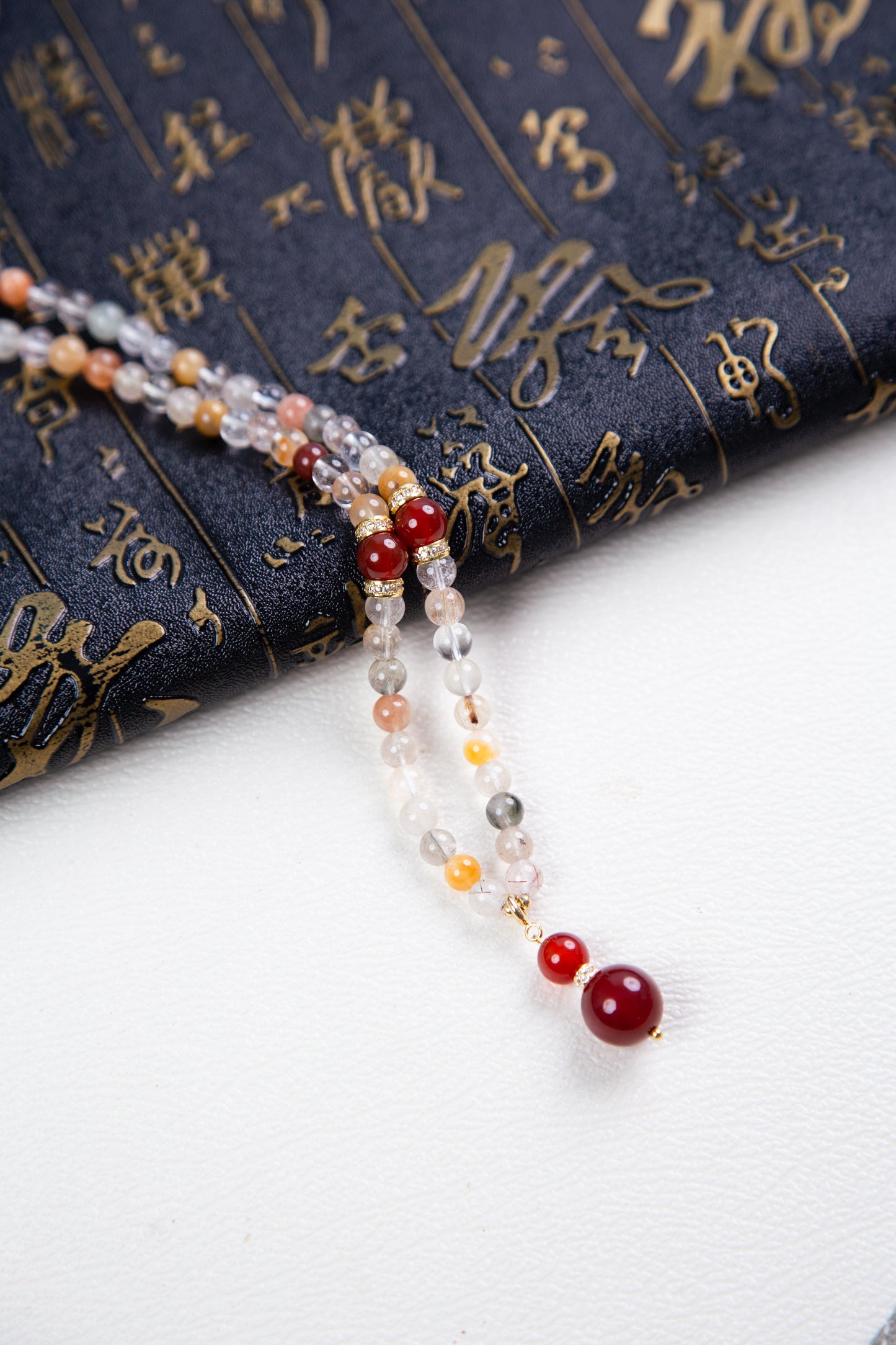 Natural Red Agate & Rutilated Quartz Necklace | Healing Crystal Jewelry