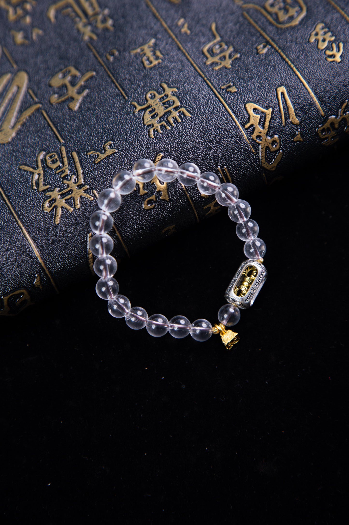 8mm Natural Clear Quartz Bracelet with Vajra Charm