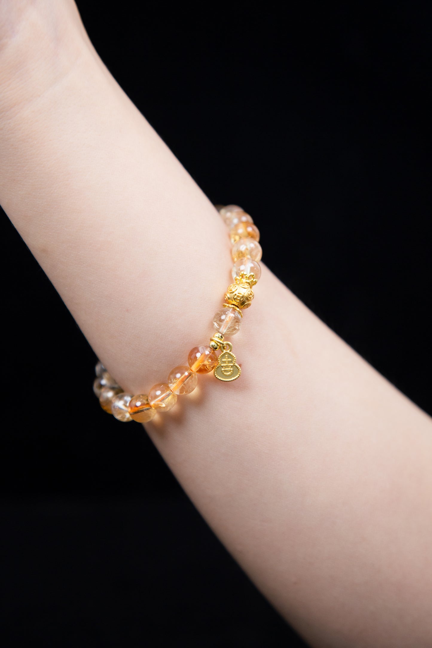 Natural Citrine Bracelet with Gourd Charm
