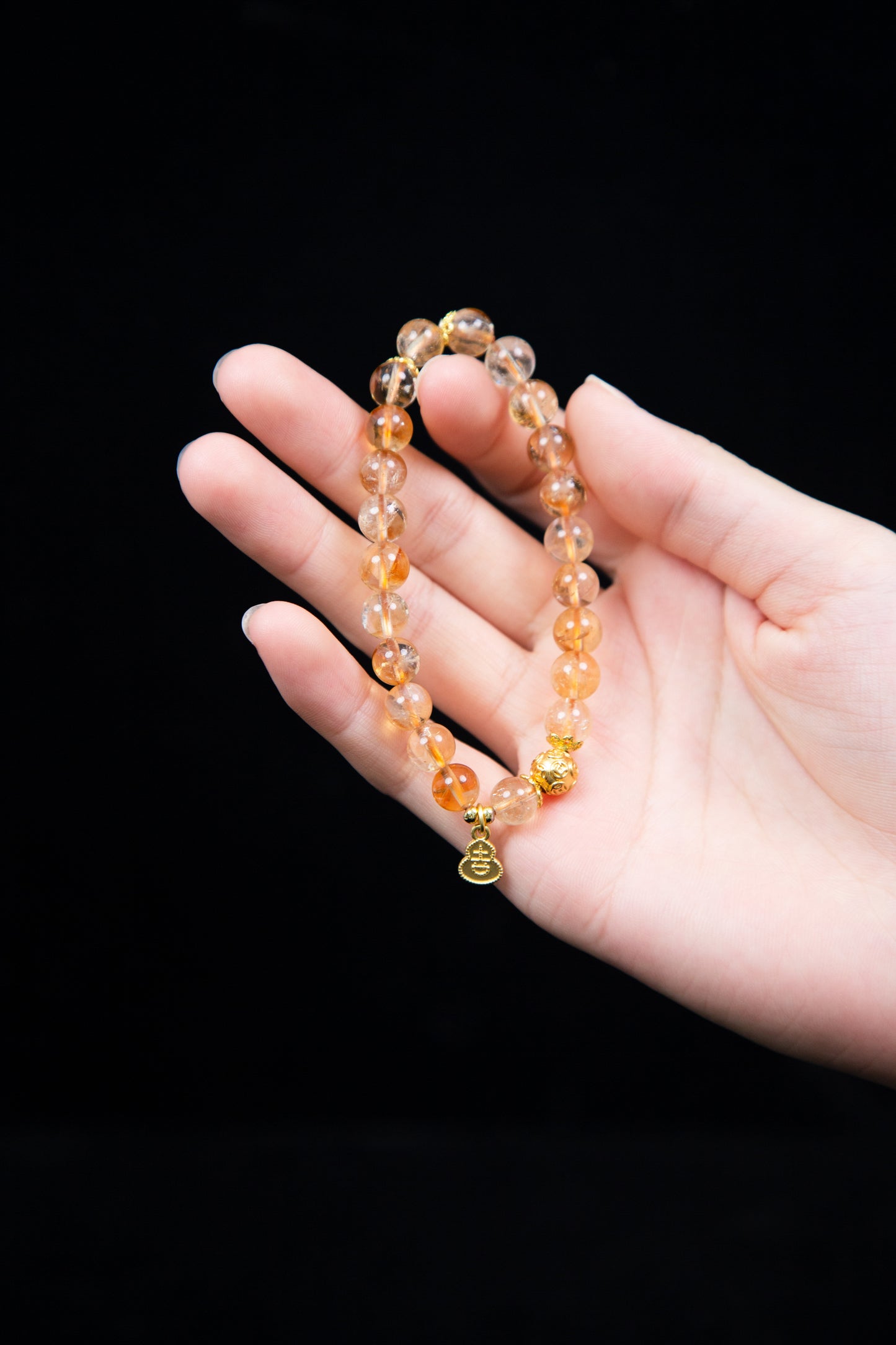 Natural Citrine Bracelet with Gourd Charm