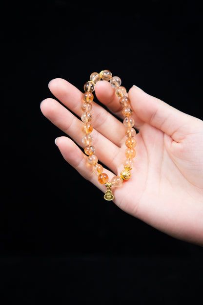 Natural Citrine Bracelet with Gourd Charm
