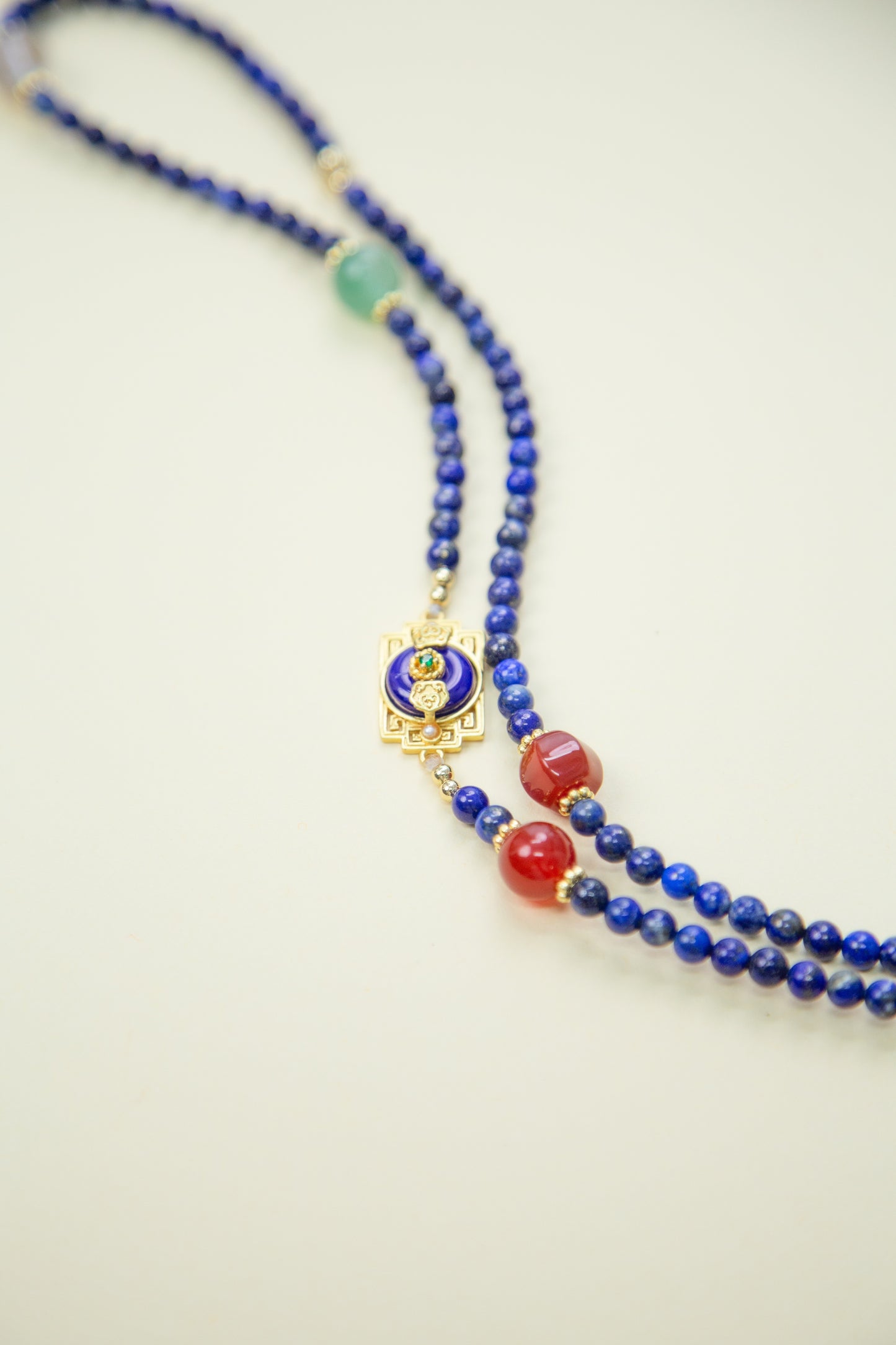 Lapis Lazuli Necklace with Aventurine & Rutilated Quartz