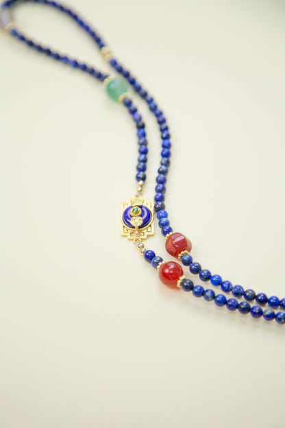 Lapis Lazuli Necklace with Aventurine & Rutilated Quartz
