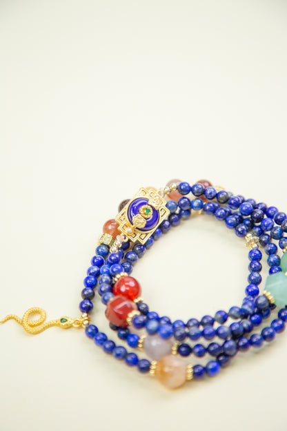 Lapis Lazuli Necklace with Aventurine & Rutilated Quartz