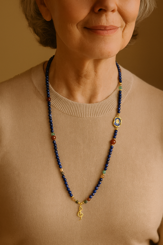 Lapis Lazuli Necklace with Aventurine & Rutilated Quartz