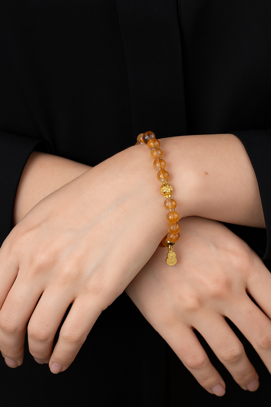 Natural Citrine Bracelet with Gourd Charm