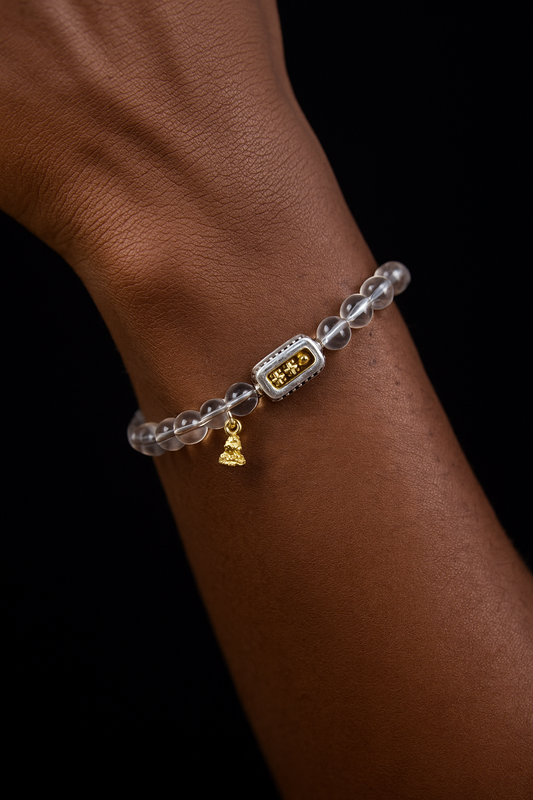 8mm Natural Clear Quartz Bracelet with Vajra Charm