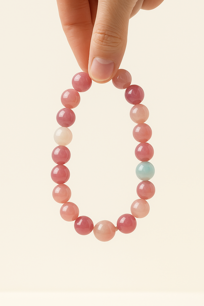 Natural Tourmaline "Milkshake" Bracelet – 9mm Beads