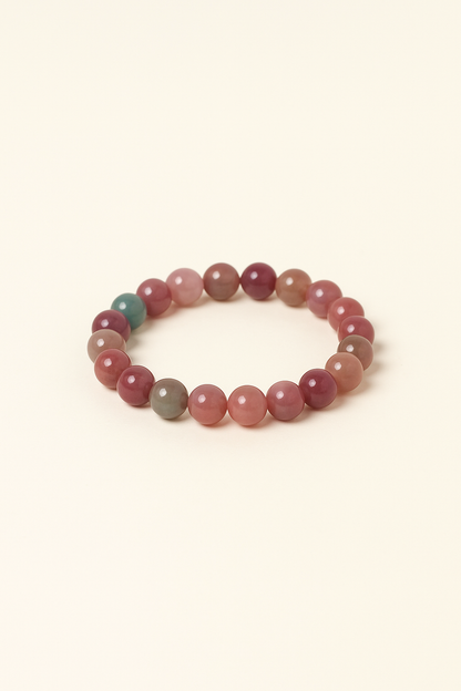 Natural Tourmaline "Milkshake" Bracelet – 9mm Beads