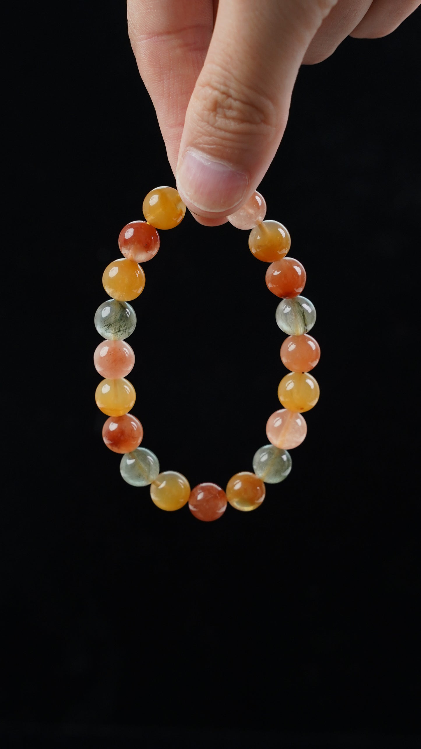 Natural Multicolor Rutilated Quartz Bracelet – 9mm Beads