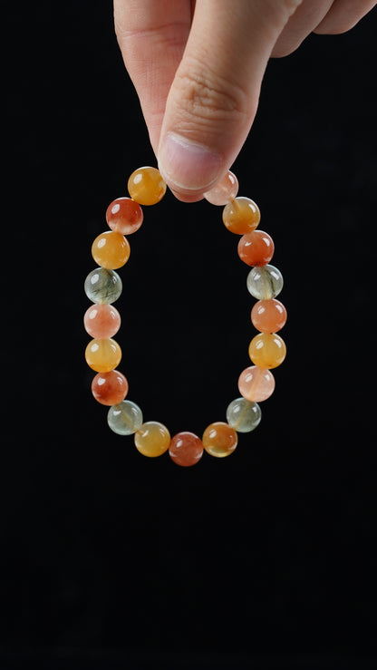 Natural Multicolor Rutilated Quartz Bracelet – 9mm Beads