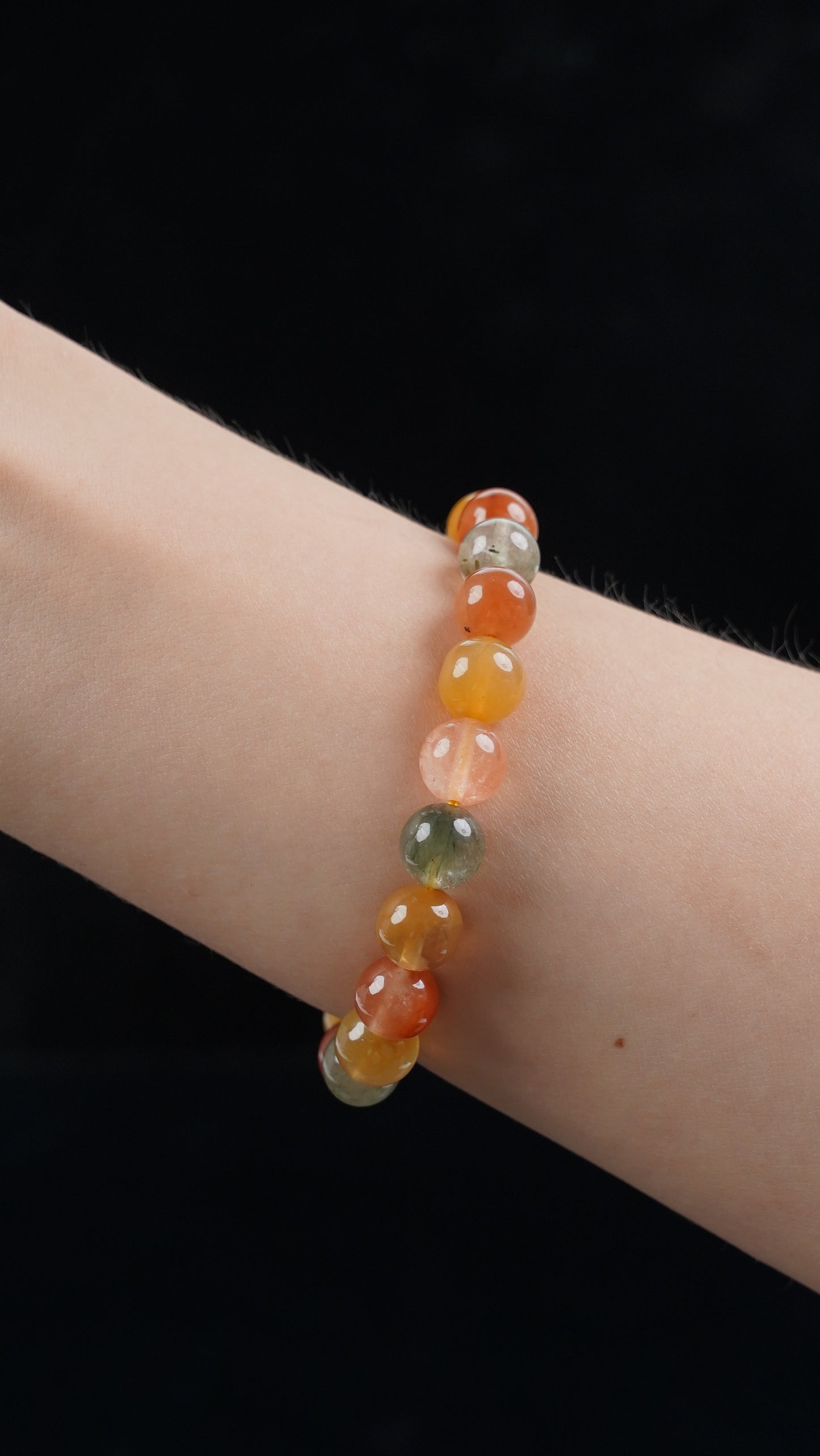 Natural Multicolor Rutilated Quartz Bracelet – 9mm Beads