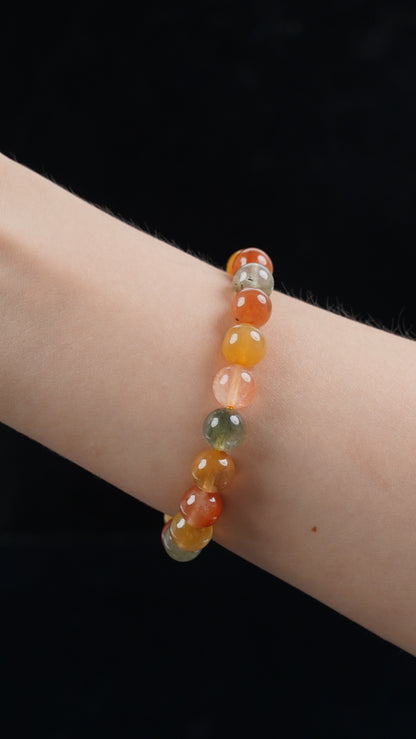 Natural Multicolor Rutilated Quartz Bracelet – 9mm Beads